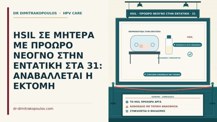 HSIL ΣΕ ΜΗΤΕΡΑ ΜΕ ΠΡΟΩΡΟ ΝΕΟΓΝΟ ΣΤΗΝ ΕΝΤΑΤΙΚΗ ΣΤΑ 31: ΑΝΑΒΑΛΛΕΤΑΙ Η ΕΚΤΟΜΗ HSIL σε μητέρα με πρόωρο νεογνό