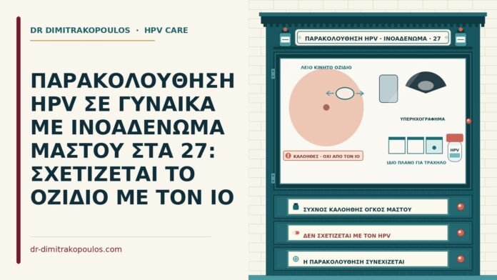 ΠΑΡΑΚΟΛΟΥΘΗΣΗ HPV ΣΕ ΓΥΝΑΙΚΑ ΜΕ ΙΝΟΑΔΕΝΩΜΑ ΜΑΣΤΟΥ ΣΤΑ 27: ΣΧΕΤΙΖΕΤΑΙ ΤΟ ΟΖΙΔΙΟ ΜΕ ΤΟΝ ΙΟ παρακολούθηση HPV με ινοαδένωμα μαστού
