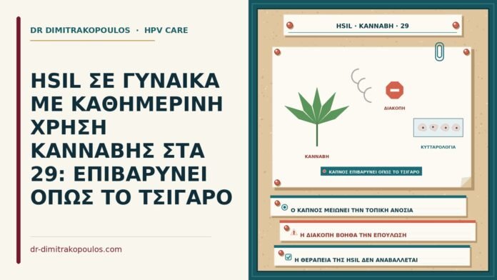HSIL ΣΕ ΓΥΝΑΙΚΑ ΜΕ ΚΑΘΗΜΕΡΙΝΗ ΧΡΗΣΗ ΚΑΝΝΑΒΗΣ ΣΤΑ 29: ΕΠΙΒΑΡΥΝΕΙ ΟΠΩΣ ΤΟ ΤΣΙΓΑΡΟ HSIL με καθημερινή χρήση κάνναβης
