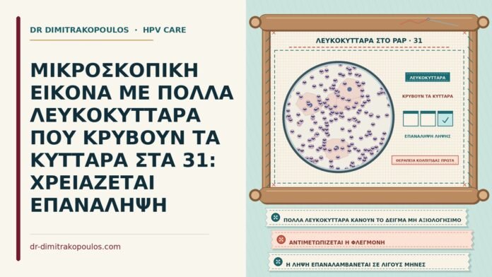 ΜΙΚΡΟΣΚΟΠΙΚΗ ΕΙΚΟΝΑ ΜΕ ΠΟΛΛΑ ΛΕΥΚΟΚΥΤΤΑΡΑ ΠΟΥ ΚΡΥΒΟΥΝ ΤΑ ΚΥΤΤΑΡΑ ΣΤΑ 31: ΧΡΕΙΑΖΕΤΑΙ ΕΠΑΝΑΛΗΨΗ λευκοκύτταρα που κρύβουν τα κύτταρα
