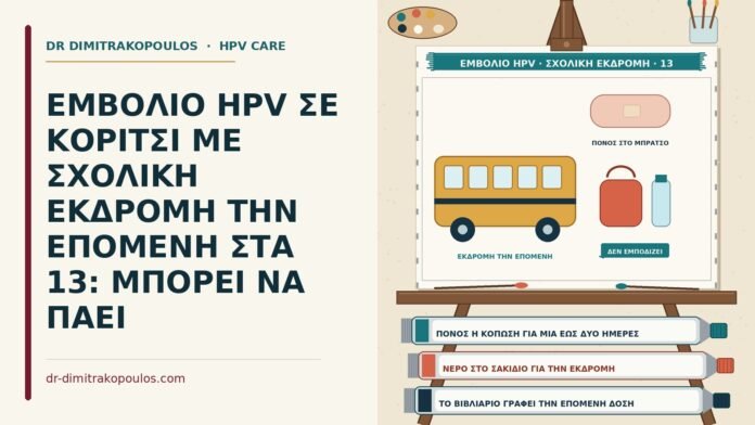 ΕΜΒΟΛΙΟ HPV ΣΕ ΚΟΡΙΤΣΙ ΜΕ ΣΧΟΛΙΚΗ ΕΚΔΡΟΜΗ ΤΗΝ ΕΠΟΜΕΝΗ ΣΤΑ 13: ΜΠΟΡΕΙ ΝΑ ΠΑΕΙ εμβόλιο HPV πριν από σχολική εκδρομή