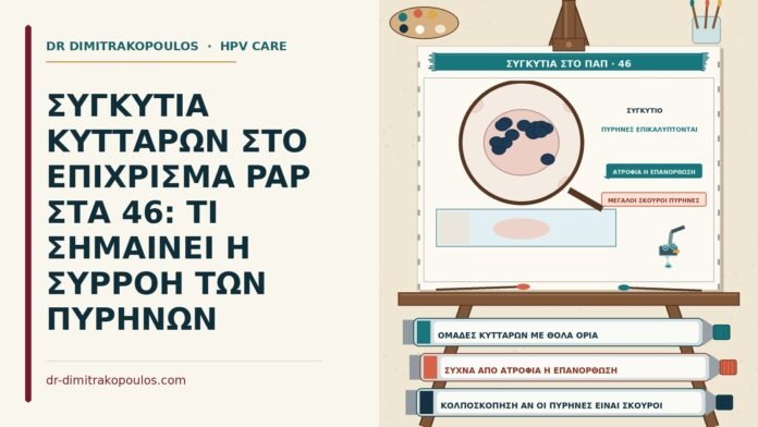 ΣΥΓΚΥΤΙΑ ΚΥΤΤΑΡΩΝ ΣΤΟ ΕΠΙΧΡΙΣΜΑ PAP ΣΤΑ 46: ΤΙ ΣΗΜΑΙΝΕΙ Η ΣΥΡΡΟΗ ΤΩΝ ΠΥΡΗΝΩΝ συγκύτια κυττάρων στο Παπ