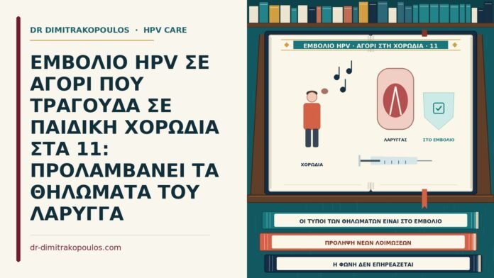 ΕΜΒΟΛΙΟ HPV ΣΕ ΑΓΟΡΙ ΠΟΥ ΤΡΑΓΟΥΔΑ ΣΕ ΠΑΙΔΙΚΗ ΧΟΡΩΔΙΑ ΣΤΑ 11: ΠΡΟΛΑΜΒΑΝΕΙ ΤΑ ΘΗΛΩΜΑΤΑ ΤΟΥ ΛΑΡΥΓΓΑ εμβόλιο HPV σε αγόρι που τραγουδά σε χορωδία