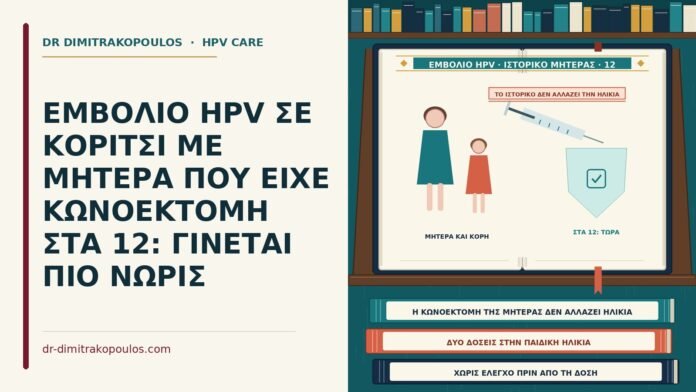 εμβόλιο HPV σε κορίτσι με μητέρα που είχε κωνοεκτομή