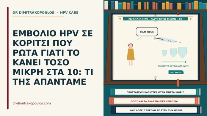 ΕΜΒΟΛΙΟ HPV ΣΕ ΚΟΡΙΤΣΙ ΠΟΥ ΡΩΤΑ ΓΙΑΤΙ ΤΟ ΚΑΝΕΙ ΤΟΣΟ ΜΙΚΡΗ ΣΤΑ 10: ΤΙ ΤΗΣ ΑΠΑΝΤΑΜΕ εμβόλιο HPV σε κορίτσι που ρωτά γιατί τόσο μικρή