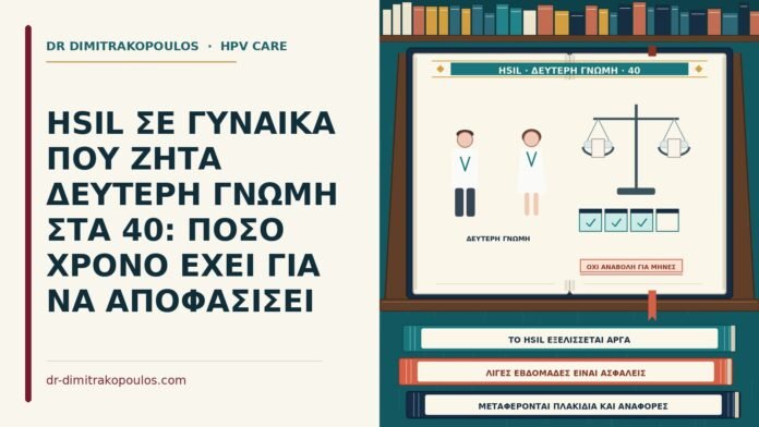 HSIL ΣΕ ΓΥΝΑΙΚΑ ΠΟΥ ΖΗΤΑ ΔΕΥΤΕΡΗ ΓΝΩΜΗ ΣΤΑ 40: ΠΟΣΟ ΧΡΟΝΟ ΕΧΕΙ ΓΙΑ ΝΑ ΑΠΟΦΑΣΙΣΕΙ HSIL και χρόνος για δεύτερη γνώμη