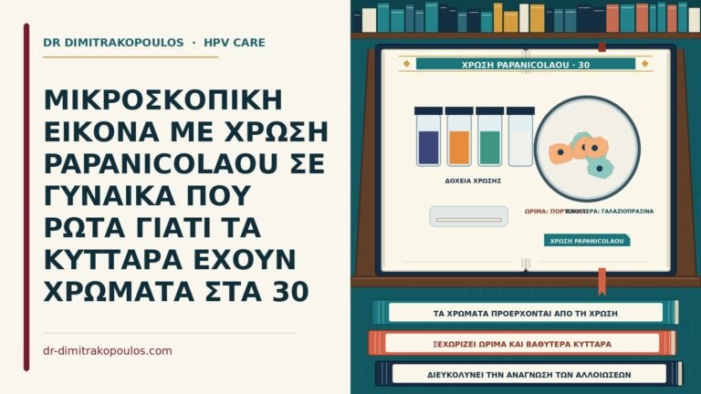 μικροσκοπική εικόνα με χρώση Papanicolaou