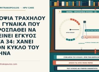 ΒΙΟΨΙΑ ΤΡΑΧΗΛΟΥ ΣΕ ΓΥΝΑΙΚΑ ΠΟΥ ΠΡΟΣΠΑΘΕΙ ΝΑ ΜΕΙΝΕΙ ΕΓΚΥΟΣ ΣΤΑ 34: ΧΑΝΕΙ ΤΟΝ ΚΥΚΛΟ ΤΟΥ ΜΗΝΑ βιοψία τραχήλου κατά την προσπάθεια εγκυμοσύνης