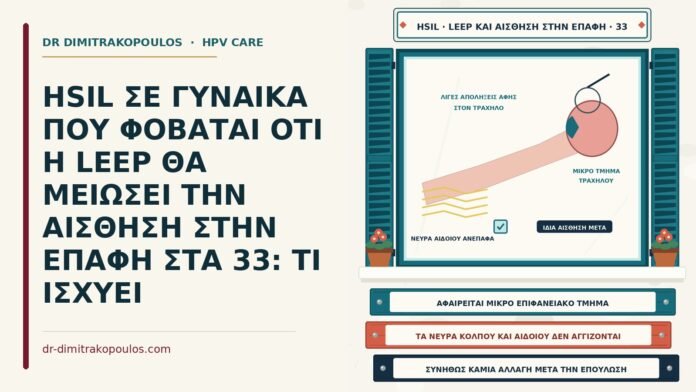 HSIL ΣΕ ΓΥΝΑΙΚΑ ΠΟΥ ΦΟΒΑΤΑΙ ΟΤΙ Η LEEP ΘΑ ΜΕΙΩΣΕΙ ΤΗΝ ΑΙΣΘΗΣΗ ΣΤΗΝ ΕΠΑΦΗ ΣΤΑ 33: ΤΙ ΙΣΧΥΕΙ αίσθηση στην επαφή μετά τη LEEP