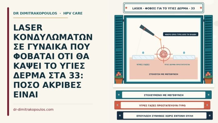 LASER ΚΟΝΔΥΛΩΜΑΤΩΝ ΣΕ ΓΥΝΑΙΚΑ ΠΟΥ ΦΟΒΑΤΑΙ ΟΤΙ ΘΑ ΚΑΨΕΙ ΤΟ ΥΓΙΕΣ ΔΕΡΜΑ ΣΤΑ 33: ΠΟΣΟ ΑΚΡΙΒΕΣ ΕΙΝΑΙ ακρίβεια του laser στα κονδυλώματα