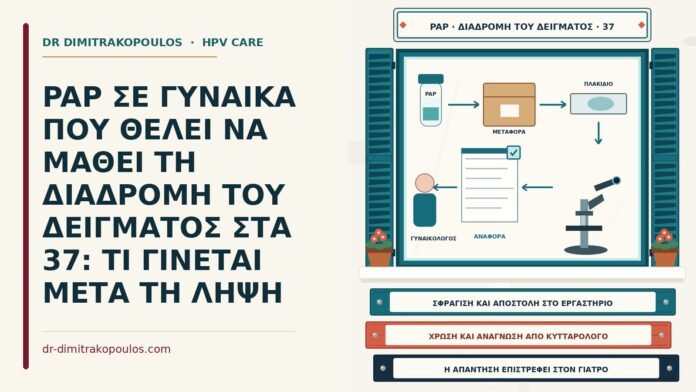 PAP ΣΕ ΓΥΝΑΙΚΑ ΠΟΥ ΘΕΛΕΙ ΝΑ ΜΑΘΕΙ ΤΗ ΔΙΑΔΡΟΜΗ ΤΟΥ ΔΕΙΓΜΑΤΟΣ ΣΤΑ 37: ΤΙ ΓΙΝΕΤΑΙ ΜΕΤΑ ΤΗ ΛΗΨΗ διαδρομή του δείγματος Παπ