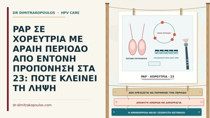 PAP ΣΕ ΧΟΡΕΥΤΡΙΑ ΜΕ ΑΡΑΙΗ ΠΕΡΙΟΔΟ ΑΠΟ ΕΝΤΟΝΗ ΠΡΟΠΟΝΗΣΗ ΣΤΑ 23: ΠΟΤΕ ΚΛΕΙΝΕΙ ΤΗ ΛΗΨΗ Παπ με αραιή περίοδο από προπόνηση