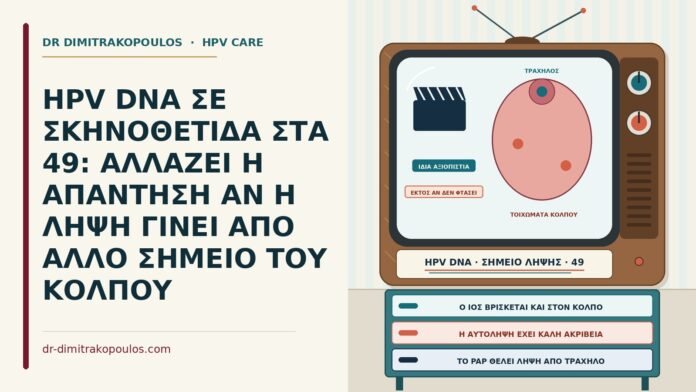 HPV DNA ΣΕ ΣΚΗΝΟΘΕΤΙΔΑ ΣΤΑ 49: ΑΛΛΑΖΕΙ Η ΑΠΑΝΤΗΣΗ ΑΝ Η ΛΗΨΗ ΓΙΝΕΙ ΑΠΟ ΑΛΛΟ ΣΗΜΕΙΟ ΤΟΥ ΚΟΛΠΟΥ σημείο λήψης HPV DNA