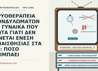 ΚΡΥΟΘΕΡΑΠΕΙΑ ΚΟΝΔΥΛΩΜΑΤΩΝ ΣΕ ΓΥΝΑΙΚΑ ΠΟΥ ΡΩΤΑ ΓΙΑΤΙ ΔΕΝ ΓΙΝΕΤΑΙ ΕΝΕΣΗ ΑΝΑΙΣΘΗΣΙΑΣ ΣΤΑ 28: ΠΟΣΟ ΤΣΙΜΠΑΕΙ πόνος στην κρυοθεραπεία