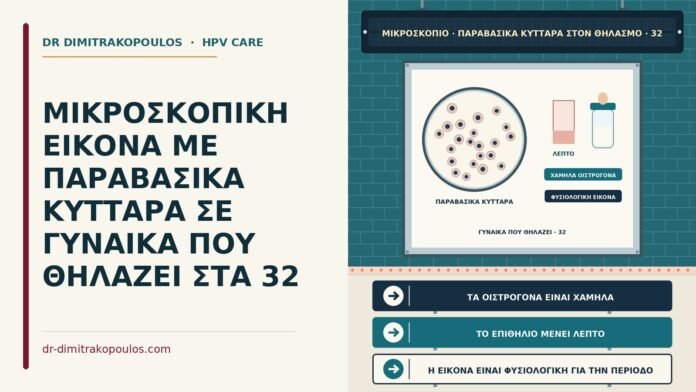 ΜΙΚΡΟΣΚΟΠΙΚΗ ΕΙΚΟΝΑ ΜΕ ΠΑΡΑΒΑΣΙΚΑ ΚΥΤΤΑΡΑ ΣΕ ΓΥΝΑΙΚΑ ΠΟΥ ΘΗΛΑΖΕΙ ΣΤΑ 32 παραβασικά κύτταρα στον θηλασμό