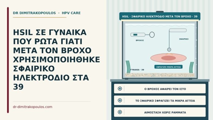 HSIL ΣΕ ΓΥΝΑΙΚΑ ΠΟΥ ΡΩΤΑ ΓΙΑΤΙ ΜΕΤΑ ΤΟΝ ΒΡΟΧΟ ΧΡΗΣΙΜΟΠΟΙΗΘΗΚΕ ΣΦΑΙΡΙΚΟ ΗΛΕΚΤΡΟΔΙΟ ΣΤΑ 39 σφαιρικό ηλεκτρόδιο μετά τον βρόχο