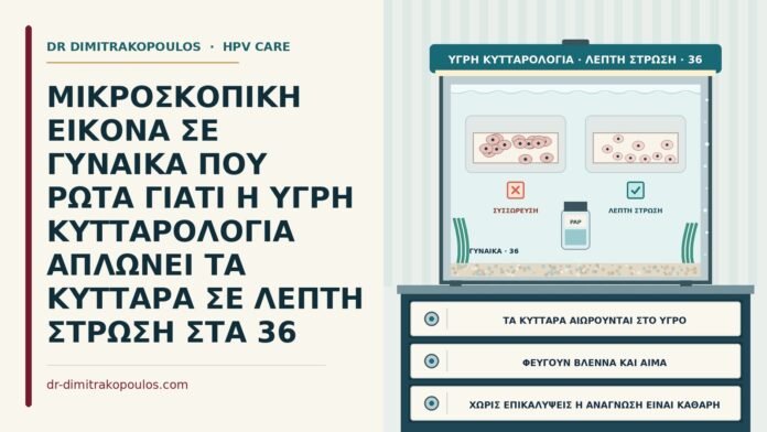 λεπτή στρώση κυττάρων στην υγρή κυτταρολογία