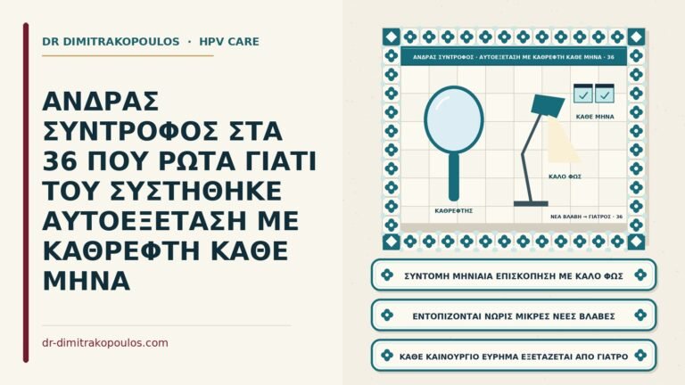 αυτοεξέταση με καθρέφτη στον άνδρα