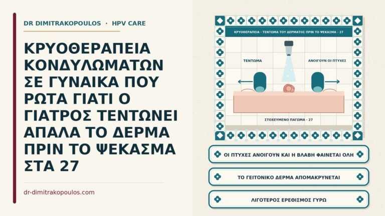 τέντωμα του δέρματος πριν από την κρυοθεραπεία