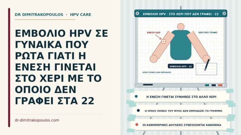 ένεση στο χέρι που δεν γράφει