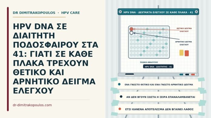 HPV DNA ΣΕ ΔΙΑΙΤΗΤΗ ΠΟΔΟΣΦΑΙΡΟΥ ΣΤΑ 41: ΓΙΑΤΙ ΣΕ ΚΑΘΕ ΠΛΑΚΑ ΤΡΕΧΟΥΝ ΘΕΤΙΚΟ ΚΑΙ ΑΡΝΗΤΙΚΟ ΔΕΙΓΜΑ ΕΛΕΓΧΟΥ δείγματα ελέγχου στο HPV DNA