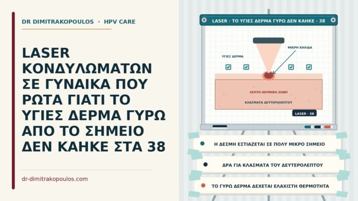 LASER ΚΟΝΔΥΛΩΜΑΤΩΝ ΣΕ ΓΥΝΑΙΚΑ ΠΟΥ ΡΩΤΑ ΓΙΑΤΙ ΤΟ ΥΓΙΕΣ ΔΕΡΜΑ ΓΥΡΩ ΑΠΟ ΤΟ ΣΗΜΕΙΟ ΔΕΝ ΚΑΗΚΕ ΣΤΑ 38 προστασία του υγιούς δέρματος στο laser