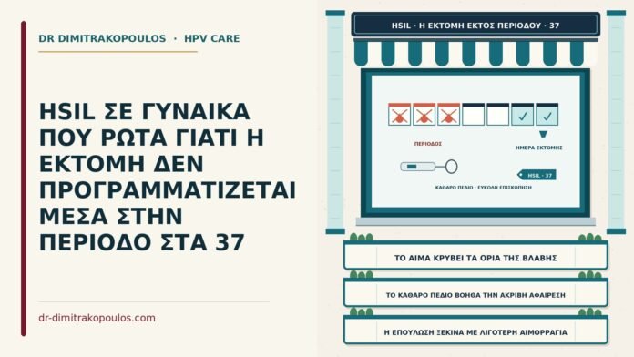 HSIL ΣΕ ΓΥΝΑΙΚΑ ΠΟΥ ΡΩΤΑ ΓΙΑΤΙ Η ΕΚΤΟΜΗ ΔΕΝ ΠΡΟΓΡΑΜΜΑΤΙΖΕΤΑΙ ΜΕΣΑ ΣΤΗΝ ΠΕΡΙΟΔΟ ΣΤΑ 37 προγραμματισμός εκτομής εκτός περιόδου