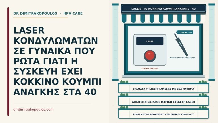 κουμπί ανάγκης στη συσκευή laser