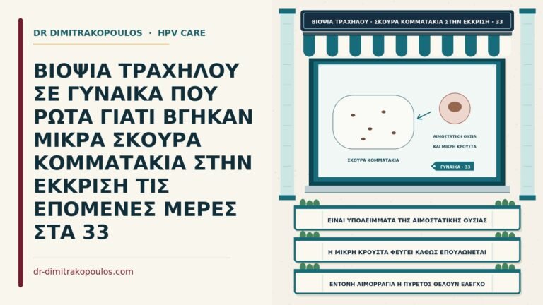 σκούρα κομματάκια στην έκκριση μετά τη βιοψία