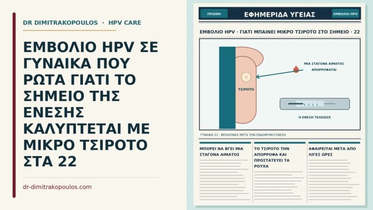 τσιρότο στο σημείο του εμβολίου HPV