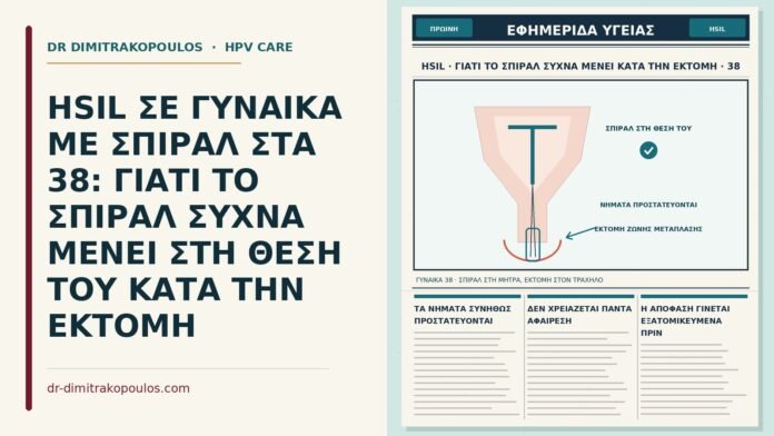 HSIL ΣΕ ΓΥΝΑΙΚΑ ΜΕ ΣΠΙΡΑΛ ΣΤΑ 38: ΓΙΑΤΙ ΤΟ ΣΠΙΡΑΛ ΣΥΧΝΑ ΜΕΝΕΙ ΣΤΗ ΘΕΣΗ ΤΟΥ ΚΑΤΑ ΤΗΝ ΕΚΤΟΜΗ σπιράλ και εκτομή για HSIL