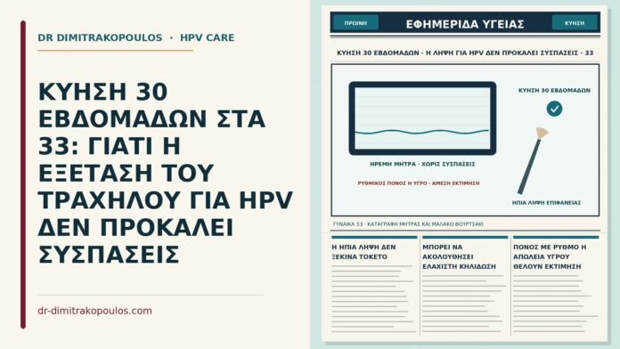 ΚΥΗΣΗ 30 ΕΒΔΟΜΑΔΩΝ ΣΤΑ 33: ΓΙΑΤΙ Η ΕΞΕΤΑΣΗ ΤΟΥ ΤΡΑΧΗΛΟΥ ΓΙΑ HPV ΔΕΝ ΠΡΟΚΑΛΕΙ ΣΥΣΠΑΣΕΙΣ εξέταση τραχήλου για HPV και συσπάσεις στην κύηση