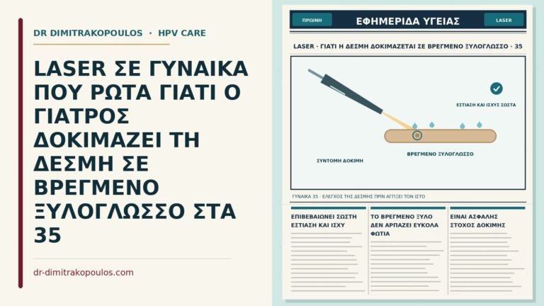 δοκιμή της δέσμης laser σε βρεγμένο ξυλόγλωσσο
