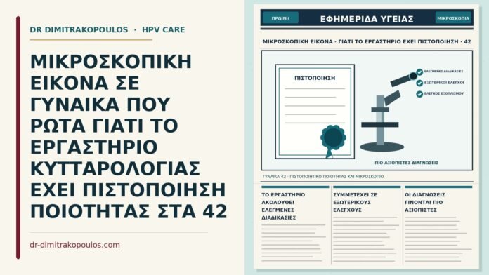 ΜΙΚΡΟΣΚΟΠΙΚΗ ΕΙΚΟΝΑ ΣΕ ΓΥΝΑΙΚΑ ΠΟΥ ΡΩΤΑ ΓΙΑΤΙ ΤΟ ΕΡΓΑΣΤΗΡΙΟ ΚΥΤΤΑΡΟΛΟΓΙΑΣ ΕΧΕΙ ΠΙΣΤΟΠΟΙΗΣΗ ΠΟΙΟΤΗΤΑΣ ΣΤΑ 42 πιστοποίηση ποιότητας στο εργαστήριο κυτταρολογίας