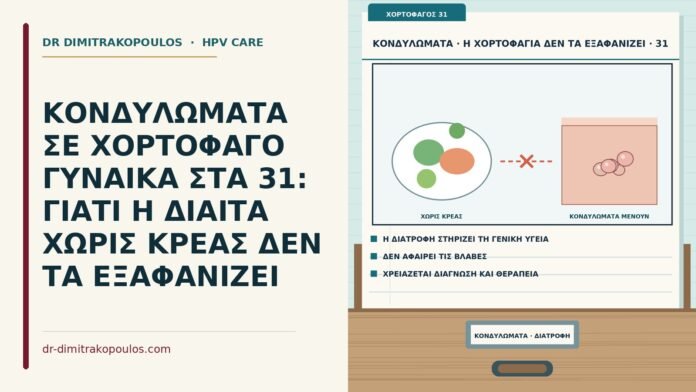 ΚΟΝΔΥΛΩΜΑΤΑ ΣΕ ΧΟΡΤΟΦΑΓΟ ΓΥΝΑΙΚΑ ΣΤΑ 31: ΓΙΑΤΙ Η ΔΙΑΙΤΑ ΧΩΡΙΣ ΚΡΕΑΣ ΔΕΝ ΤΑ ΕΞΑΦΑΝΙΖΕΙ χορτοφαγική διατροφή και κονδυλώματα