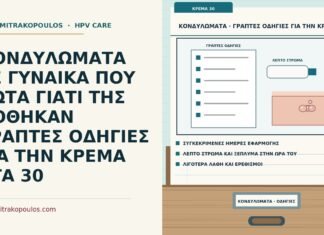 γραπτές οδηγίες για την κρέμα κονδυλωμάτων