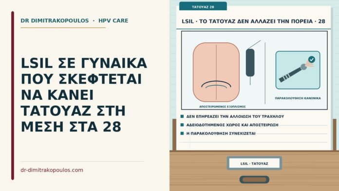 LSIL ΣΕ ΓΥΝΑΙΚΑ ΠΟΥ ΣΚΕΦΤΕΤΑΙ ΝΑ ΚΑΝΕΙ ΤΑΤΟΥΑΖ ΣΤΗ ΜΕΣΗ ΣΤΑ 28 τατουάζ στη μέση και LSIL
