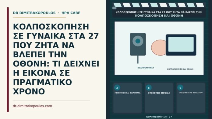 ΚΟΛΠΟΣΚΟΠΗΣΗ ΣΕ ΓΥΝΑΙΚΑ ΣΤΑ 27 ΠΟΥ ΖΗΤΑ ΝΑ ΒΛΕΠΕΙ ΤΗΝ ΟΘΟΝΗ: ΤΙ ΔΕΙΧΝΕΙ Η ΕΙΚΟΝΑ ΣΕ ΠΡΑΓΜΑΤΙΚΟ ΧΡΟΝΟ οθόνη σε πραγματικό χρόνο στην κολποσκόπηση