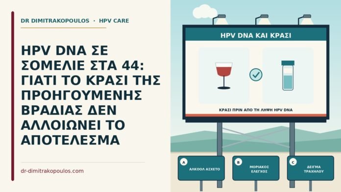 HPV DNA ΣΕ ΣΟΜΕΛΙΕ ΣΤΑ 44: ΓΙΑΤΙ ΤΟ ΚΡΑΣΙ ΤΗΣ ΠΡΟΗΓΟΥΜΕΝΗΣ ΒΡΑΔΙΑΣ ΔΕΝ ΑΛΛΟΙΩΝΕΙ ΤΟ ΑΠΟΤΕΛΕΣΜΑ κρασί πριν από τη λήψη HPV DNA