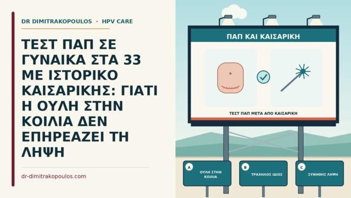 ΤΕΣΤ ΠΑΠ ΣΕ ΓΥΝΑΙΚΑ ΣΤΑ 33 ΜΕ ΙΣΤΟΡΙΚΟ ΚΑΙΣΑΡΙΚΗΣ: ΓΙΑΤΙ Η ΟΥΛΗ ΣΤΗΝ ΚΟΙΛΙΑ ΔΕΝ ΕΠΗΡΕΑΖΕΙ ΤΗ ΛΗΨΗ τεστ Παπ μετά από καισαρική