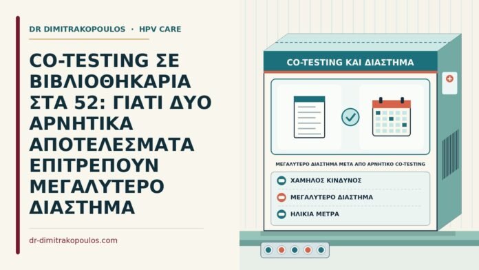 CO-TESTING ΣΕ ΒΙΒΛΙΟΘΗΚΑΡΙΑ ΣΤΑ 52: ΓΙΑΤΙ ΔΥΟ ΑΡΝΗΤΙΚΑ ΑΠΟΤΕΛΕΣΜΑΤΑ ΕΠΙΤΡΕΠΟΥΝ ΜΕΓΑΛΥΤΕΡΟ ΔΙΑΣΤΗΜΑ μεγαλύτερο διάστημα μετά από αρνητικό co-testing