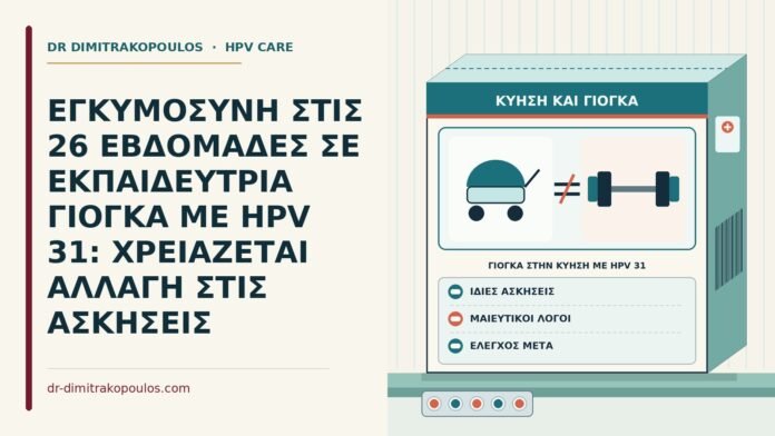 ΕΓΚΥΜΟΣΥΝΗ ΣΤΙΣ 26 ΕΒΔΟΜΑΔΕΣ ΣΕ ΕΚΠΑΙΔΕΥΤΡΙΑ ΓΙΟΓΚΑ ΜΕ HPV 31: ΧΡΕΙΑΖΕΤΑΙ ΑΛΛΑΓΗ ΣΤΙΣ ΑΣΚΗΣΕΙΣ γιόγκα στην κύηση με HPV 31