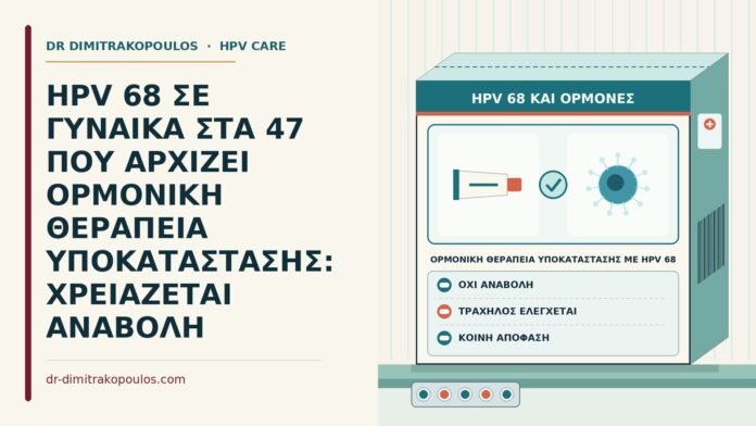 HPV 68 ΣΕ ΓΥΝΑΙΚΑ ΣΤΑ 47 ΠΟΥ ΑΡΧΙΖΕΙ ΟΡΜΟΝΙΚΗ ΘΕΡΑΠΕΙΑ ΥΠΟΚΑΤΑΣΤΑΣΗΣ: ΧΡΕΙΑΖΕΤΑΙ ΑΝΑΒΟΛΗ ορμονική θεραπεία υποκατάστασης με HPV 68