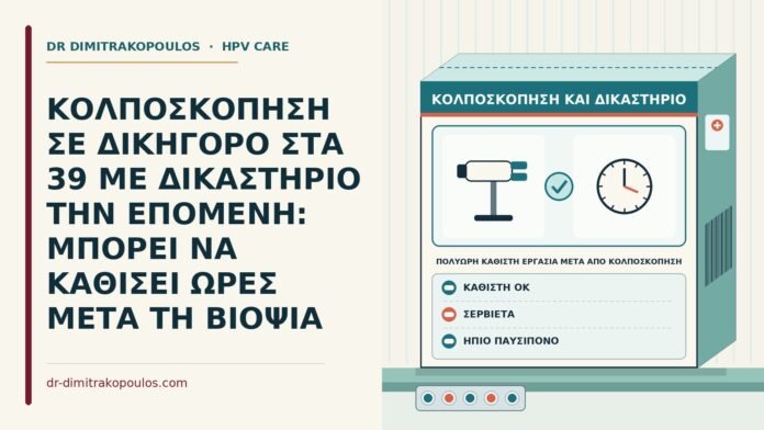 πολύωρη καθιστή εργασία μετά από κολποσκόπηση