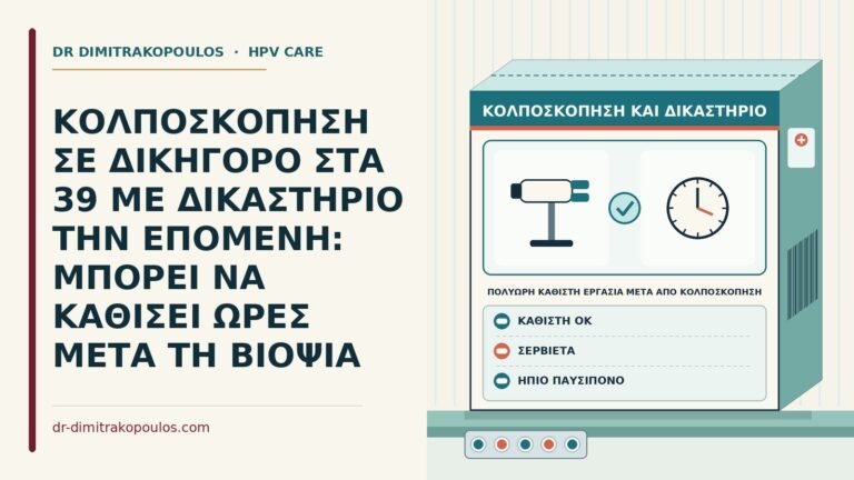 πολύωρη καθιστή εργασία μετά από κολποσκόπηση