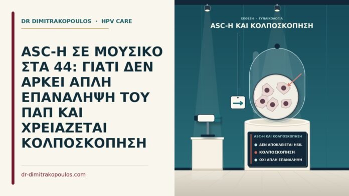 ASC-H ΣΕ ΜΟΥΣΙΚΟ ΣΤΑ 44: ΓΙΑΤΙ ΔΕΝ ΑΡΚΕΙ ΑΠΛΗ ΕΠΑΝΑΛΗΨΗ ΤΟΥ ΠΑΠ ΚΑΙ ΧΡΕΙΑΖΕΤΑΙ ΚΟΛΠΟΣΚΟΠΗΣΗ ASC-H και κολποσκόπηση