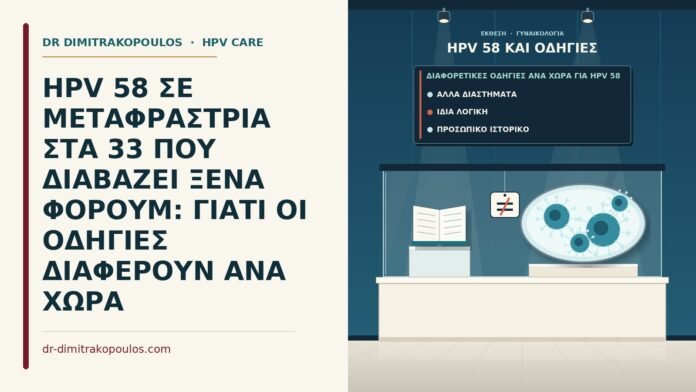 HPV 58 ΣΕ ΜΕΤΑΦΡΑΣΤΡΙΑ ΣΤΑ 33 ΠΟΥ ΔΙΑΒΑΖΕΙ ΞΕΝΑ ΦΟΡΟΥΜ: ΓΙΑΤΙ ΟΙ ΟΔΗΓΙΕΣ ΔΙΑΦΕΡΟΥΝ ΑΝΑ ΧΩΡΑ διαφορετικές οδηγίες ανά χώρα για HPV 58