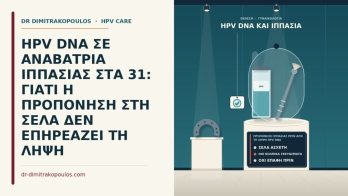 HPV DNA ΣΕ ΑΝΑΒΑΤΡΙΑ ΙΠΠΑΣΙΑΣ ΣΤΑ 31: ΓΙΑΤΙ Η ΠΡΟΠΟΝΗΣΗ ΣΤΗ ΣΕΛΑ ΔΕΝ ΕΠΗΡΕΑΖΕΙ ΤΗ ΛΗΨΗ προπόνηση ιππασίας πριν από τη λήψη HPV DNA