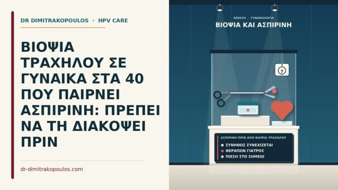 ΒΙΟΨΙΑ ΤΡΑΧΗΛΟΥ ΣΕ ΓΥΝΑΙΚΑ ΣΤΑ 40 ΠΟΥ ΠΑΙΡΝΕΙ ΑΣΠΙΡΙΝΗ: ΠΡΕΠΕΙ ΝΑ ΤΗ ΔΙΑΚΟΨΕΙ ΠΡΙΝ ασπιρίνη πριν από βιοψία τραχήλου