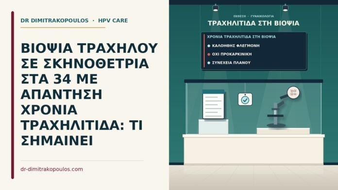 ΒΙΟΨΙΑ ΤΡΑΧΗΛΟΥ ΣΕ ΣΚΗΝΟΘΕΤΡΙΑ ΣΤΑ 34 ΜΕ ΑΠΑΝΤΗΣΗ ΧΡΟΝΙΑ ΤΡΑΧΗΛΙΤΙΔΑ: ΤΙ ΣΗΜΑΙΝΕΙ χρόνια τραχηλίτιδα στη βιοψία